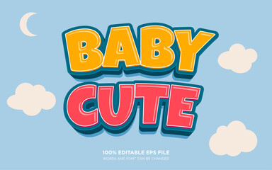 Baby 3D editable text style effect