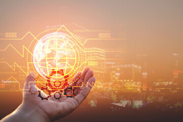 Creativity, technology, energy, a digital world and innovation created by humans. This element is decorated by Nasa.