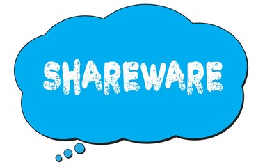 SHAREWARE text written on a blue thought bubble.