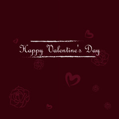 Valentine's day card with hearts. A silhouette of a rose for Valentine's Day. Vintage style. Card.