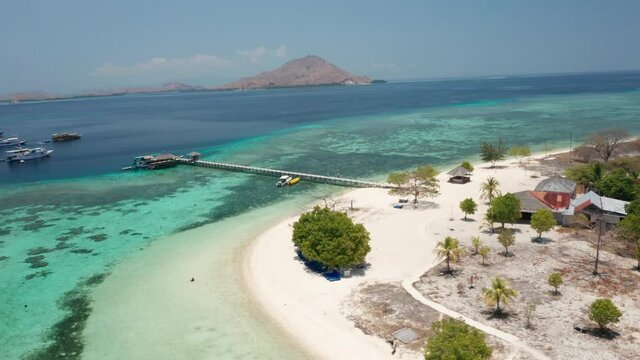 Drone Over Tourist Beach Of Kanawa Island