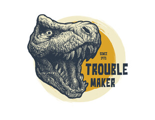 Vintage typography t-shirt graphics with trex face, vector illustration. © RLRRLRLL