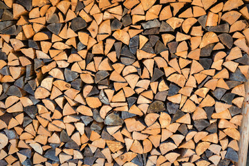 background stacked firewood front