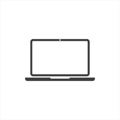 Laptop Icon Vector. Simple flat symbol. Perfect Black pictogram illustration on white background.