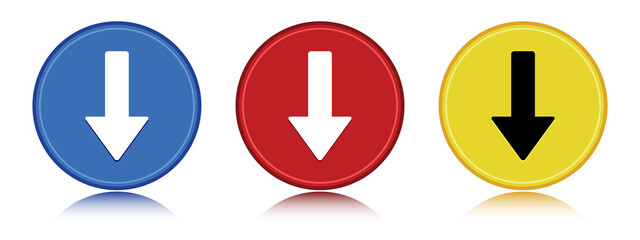 Down arrow icon flat round button set illustration