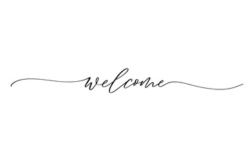 Welcome - hand drawn calligraphy inscription.