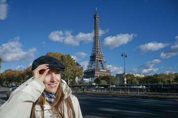 Happy young woman in Paris	
