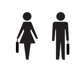 Flat business icon - woman and man are holding cases. Job search, team, collaboration. Office life.