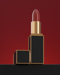 Red lipstick mockup 3d render 