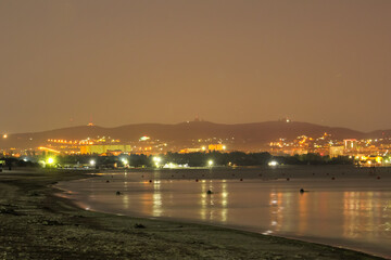 Fototapeta premium city on the background of the sea. Anapa, Krasnodar Krai, Russia. night landscape