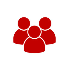 Red flat icon on group of people isolated on white background
