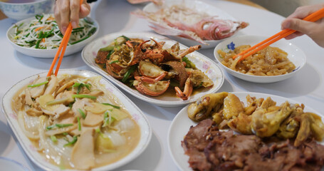 Chinese style family dinner at home