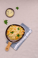 Pasta with pumpkin in white sauce