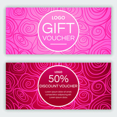 Gift voucher design template. Set of Valentine's day voucher design. Vector illustration