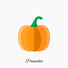 Pumpkin Isolated on White Background, Gourd Vector Icon