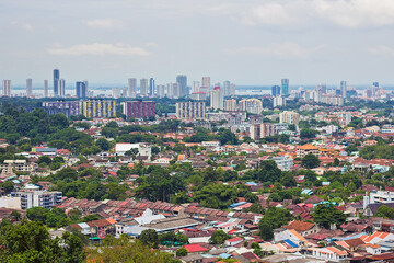 Beautiful view on Penang island from the Southeast Asia Largest Buddhist Temple - Kek Lok Si, Malaysia