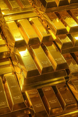 Stack of shining gold bars, Financial and Business concepts