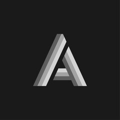Vector Logo Letter Grey Glowing A