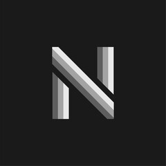Vector Logo Letter Grey Glowing N