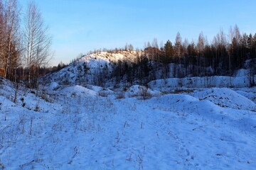 Beautiful winter nature on a frosty day. Unique image of a snow-covered environment.