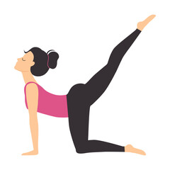 Girl Doing Yoga Stretching Exercise, Slim Sporty Young Woman Practicing Yoga Asana Flat Style Vector Illustration