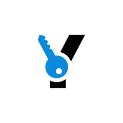 Vector Logo Letter Safety Security Blue Key Y