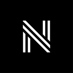 Vector Logo Modern Line Typeface Letter N