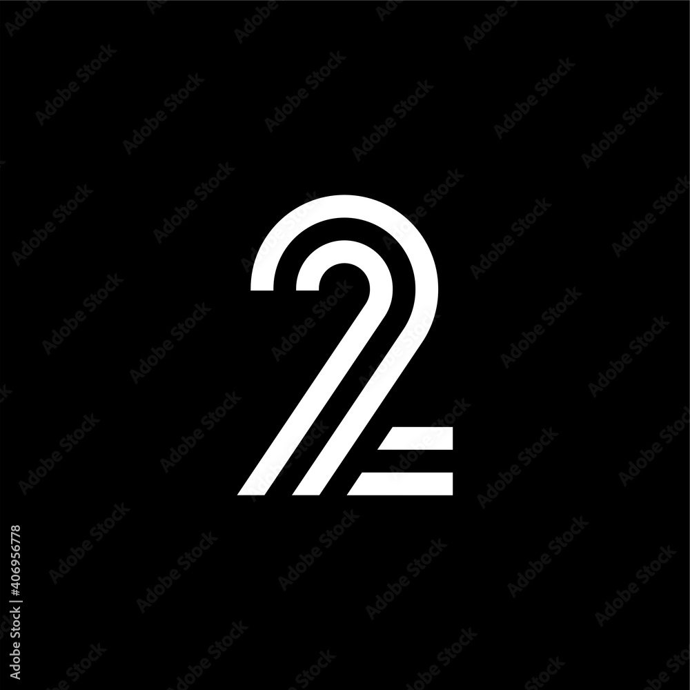 Fototapete Vector Logo Modern Line Typeface Number 2