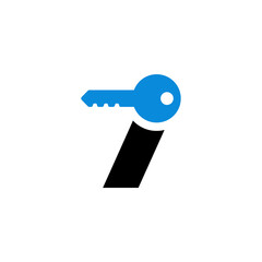 Vector Logo Number Safety Security Blue Key 7