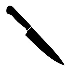 Knife silhouette. Black icon of chef equipment. Vector kitchen symbol isolated on white background.