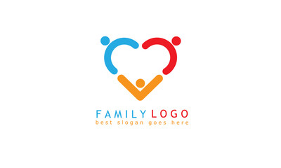 Colorful heart shape family logo design. connected people logo template. vector