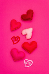 Valentine's day or Wedding romantic concept with pink and red hearts