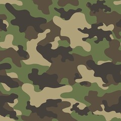 Fototapeta premium Camouflage seamless pattern texture. Abstract modern vector military camo backgound. Fabric textile print template. Vector illustration.
