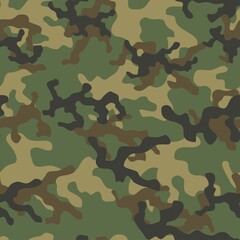 Fototapeta premium Green camouflage pattern military texture on textile. Repeat print. Fashionable background. Vector