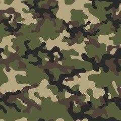 Fototapeta premium Camouflage seamless pattern texture. Abstract modern vector military camo backgound. Fabric textile print template. Vector illustration.