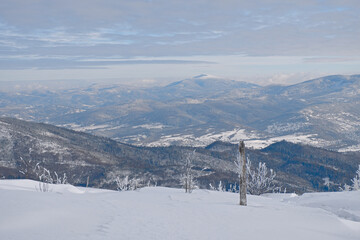 Winter mountains in the Silesian Beskids