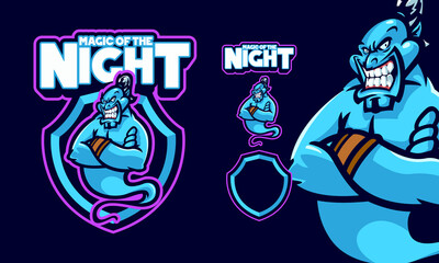 ANGRY GENIE MASCOT SPORTS LOGO ILLUSTRATION