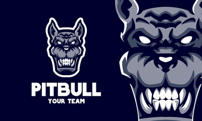 ANGRY PITBULL MASCOT SPORTS LOGO ILLUSTRATION