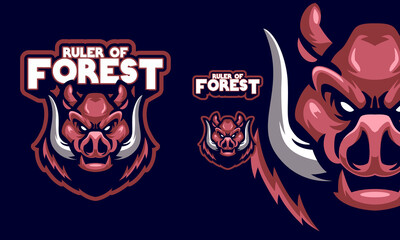ANGRY BOAR MASCOT SPORTS LOGO ILLUSTRATION