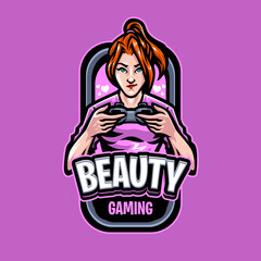 beauty Gaming Mascot Logo Template