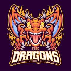 Fire dragon Mascot Logo Template