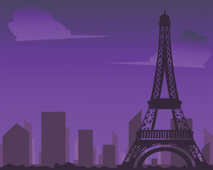Fototapeta na wymiar illustration vector design graphic of night at paris