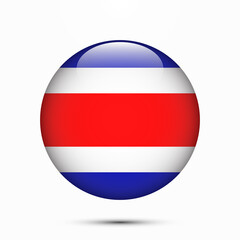 Costa Rica flag vector circle shape button. Clear circle isolated flag Costa Rica background button. Transparent glossy glass button. Vector Illustration