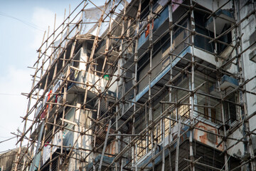 Low angle photo of construction buildings