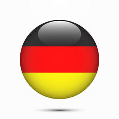 Germany flag vector circle shape button. Clear circle isolated Germany Deutschland flag background button. Transparent glossy glass button. Vector Illustration