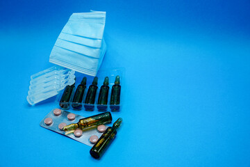 Simulated covid-19 concept vaccine for corona virus and other type of medicines