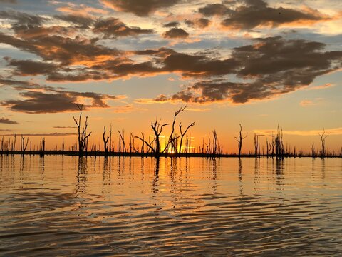 sunset over the lake