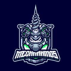 Cyborg rhinos Mascot Logo Template