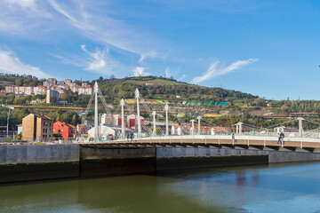 Fototapeta premium Bilbao city river side in Vizcaya province, Spain