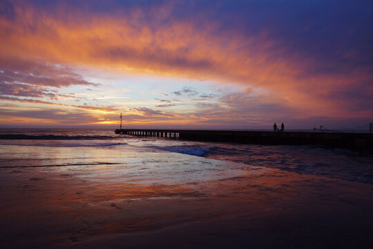 sunset over the sea and river
